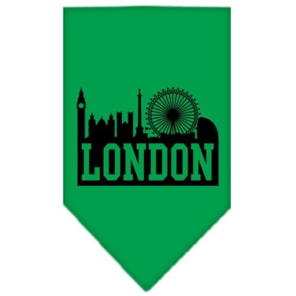 London Skyline Screen Print Bandana Emerald Green Large