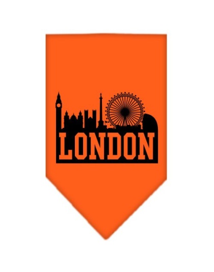 London Skyline Screen Print Bandana Orange Large