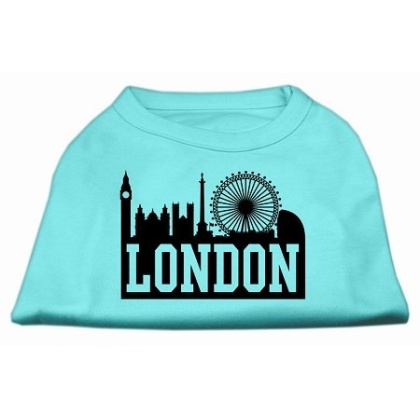 London Skyline Screen Print Shirt Aqua Lg