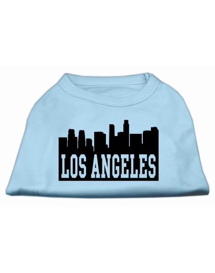 Los Angeles Skyline Screen Print Shirt Baby Blue Lg