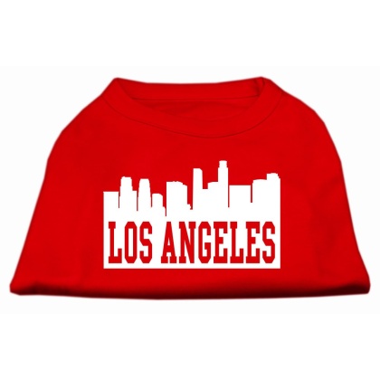 Los Angeles Skyline Screen Print Shirt Red Lg