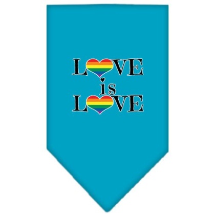 Love is Love Screen Print Bandana Turquoise Large