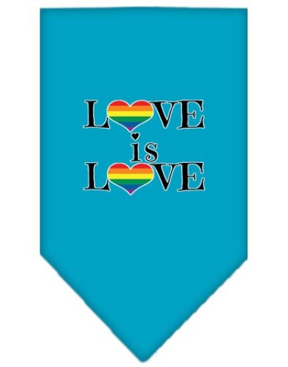 Love is Love Screen Print Bandana Turquoise Large