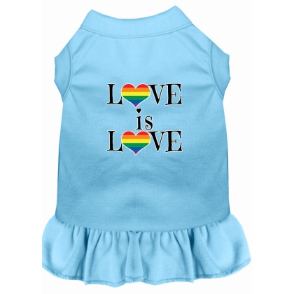 Love is Love Screen Print Dog Dress Baby Blue 4X