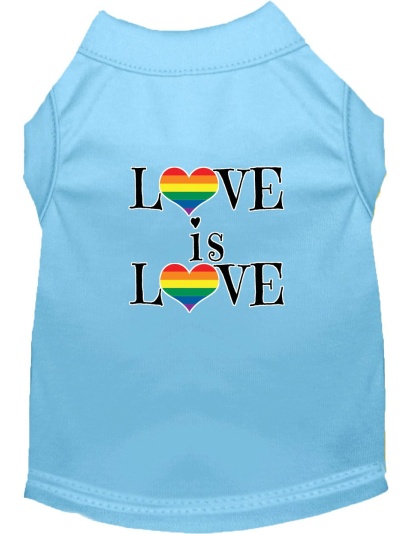 Love is Love Screen Print Dog Shirt Baby Blue Lg