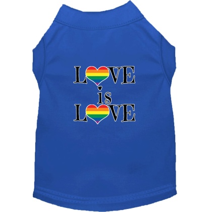 Love is Love Screen Print Dog Shirt Blue Lg