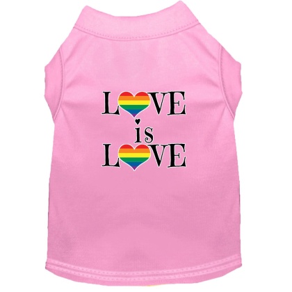 Love is Love Screen Print Dog Shirt Light Pink Lg