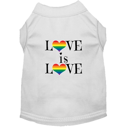 Love is Love Screen Print Dog Shirt White Lg