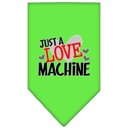 Love Machine Screen Print Bandana Lime Green Large