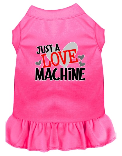 Love Machine Screen Print Dog Dress Bright Pink 4X