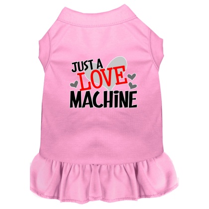 Love Machine Screen Print Dog Dress Light Pink 4X