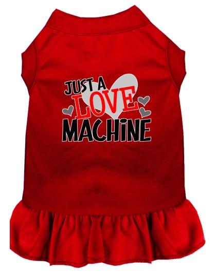 Love Machine Screen Print Dog Dress Red 4X