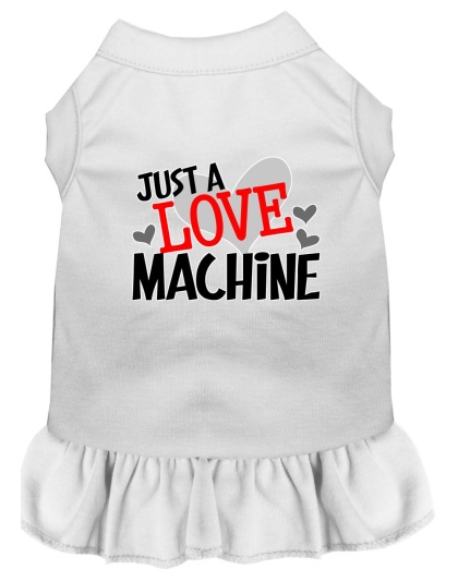 Love Machine Screen Print Dog Dress White 4X