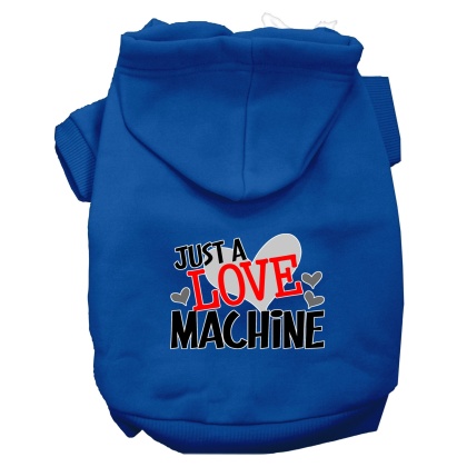 Love Machine Screen Print Dog Hoodie Blue L