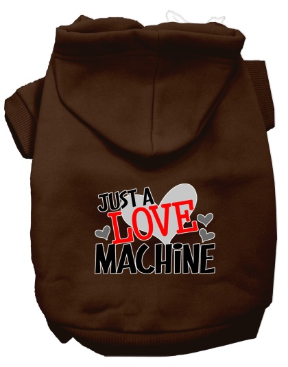 Love Machine Screen Print Dog Hoodie Brown L