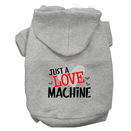 Love Machine Screen Print Dog Hoodie Grey L