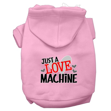 Love Machine Screen Print Dog Hoodie Light Pink L