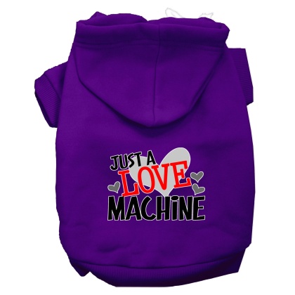 Love Machine Screen Print Dog Hoodie Purple L