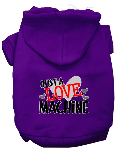 Love Machine Screen Print Dog Hoodie Purple L