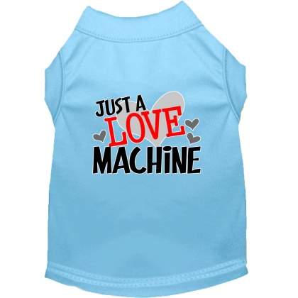 Love Machine Screen Print Dog Shirt Baby Blue Lg