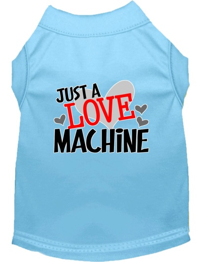 Love Machine Screen Print Dog Shirt Baby Blue Lg