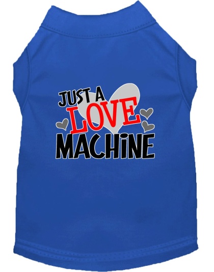 Love Machine Screen Print Dog Shirt Blue Lg