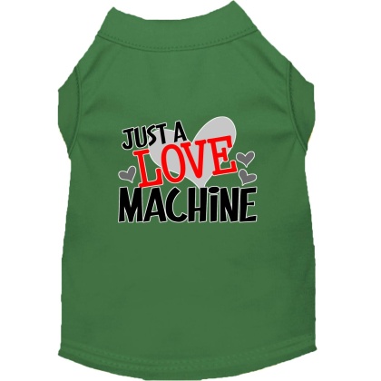 Love Machine Screen Print Dog Shirt Green Lg