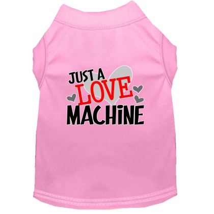 Love Machine Screen Print Dog Shirt Light Pink Lg