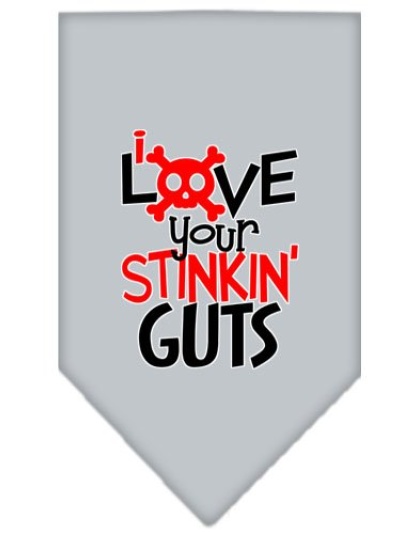 Love your Stinkin Guts Screen Print Bandana Grey Large