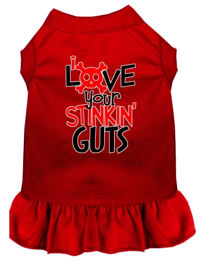 Love your Stinkin Guts Screen Print Dog Dress Red 4X