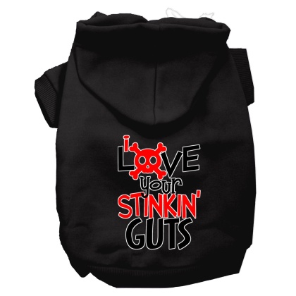 Love your Stinkin Guts Screen Print Dog Hoodie Black L