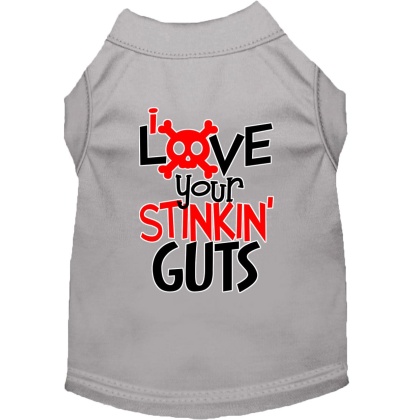 Love your Stinkin Guts Screen Print Dog Shirt Grey Lg