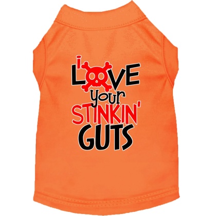 Love your Stinkin Guts Screen Print Dog Shirt Orange Lg