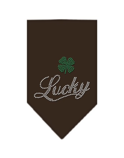 Lucky Script Rhinestone Bandana Cocoa Large