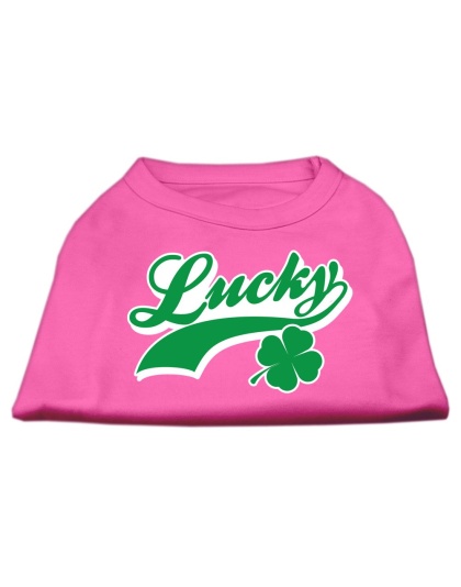 Lucky Swoosh Screen Print Shirt Bright Pink Lg