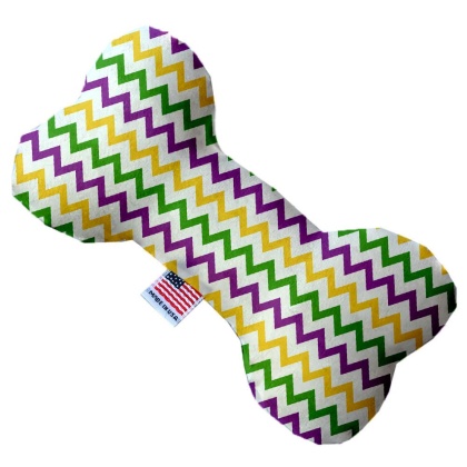 Mardi Gras Chevron 10 inch Canvas Bone Dog Toy