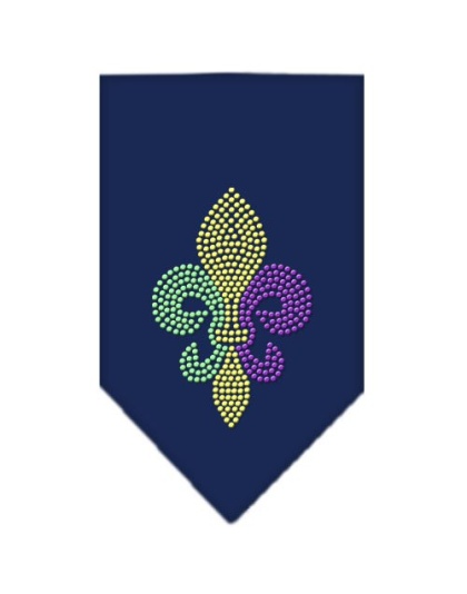 Mardi Gras Fleur De Lis Rhinestone Bandana Navy Blue large