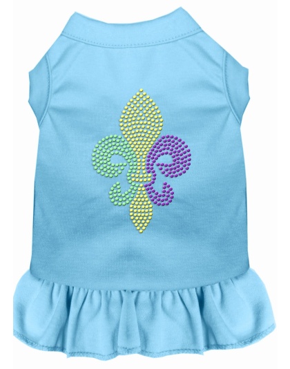 Mardi Gras Fleur De Lis Rhinestone Dress Baby Blue 4X