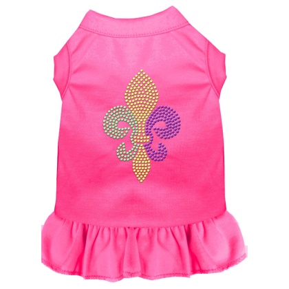 Mardi Gras Fleur De Lis Rhinestone Dress Bright Pink 4X