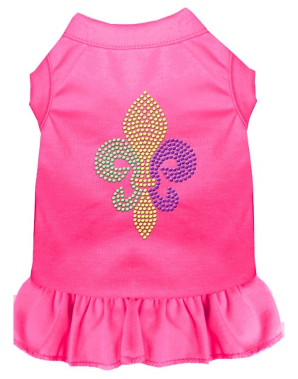 Mardi Gras Fleur De Lis Rhinestone Dress Bright Pink 4X