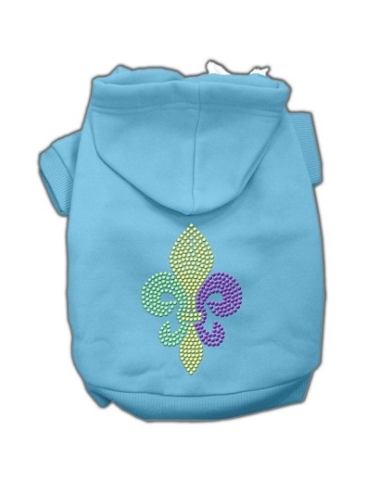 Mardi Gras Fleur De Lis Rhinestone Hoodies Baby Blue L