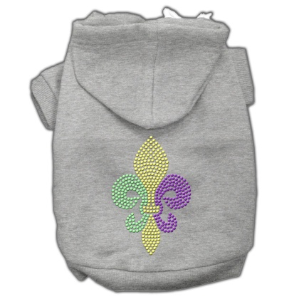 Mardi Gras Fleur De Lis Rhinestone Hoodies Grey L