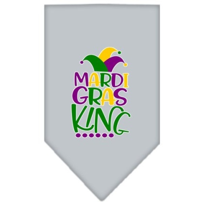 Mardi Gras King Screen Print Mardi Gras Bandana Grey Large