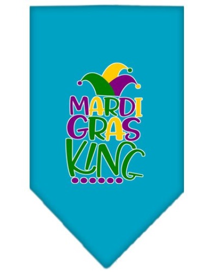 Mardi Gras King Screen Print Mardi Gras Bandana Turquoise Large