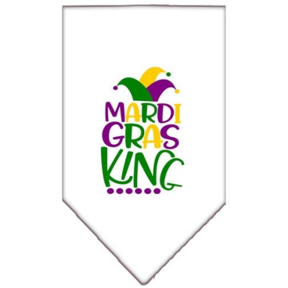 Mardi Gras King Screen Print Mardi Gras Bandana White Large