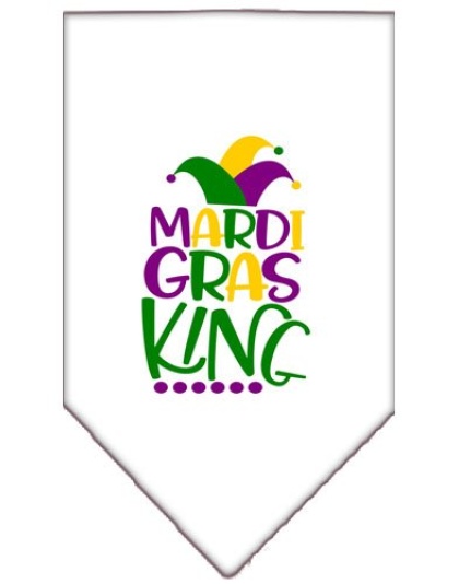 Mardi Gras King Screen Print Mardi Gras Bandana White Large