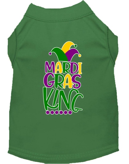 Mardi Gras King Screen Print Mardi Gras Dog Shirt Green Lg