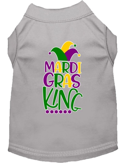 Mardi Gras King Screen Print Mardi Gras Dog Shirt Grey Lg