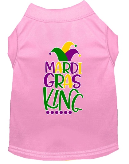 Mardi Gras King Screen Print Mardi Gras Dog Shirt Light Pink Lg