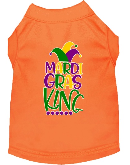 Mardi Gras King Screen Print Mardi Gras Dog Shirt Orange Lg